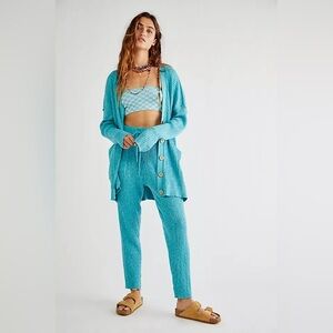 Free People FP Beach Ribbed Cardigan – Tahiti Blue